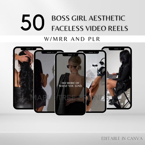 50 Boss Girl Aesthetic Reel Story Video Master Resell Rights (MRR) and Private Label Rights (PLR) Digital Product