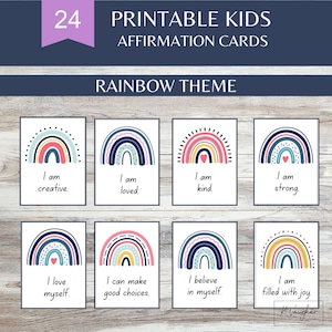 Affirmation Cards Kids Printable Rainbow