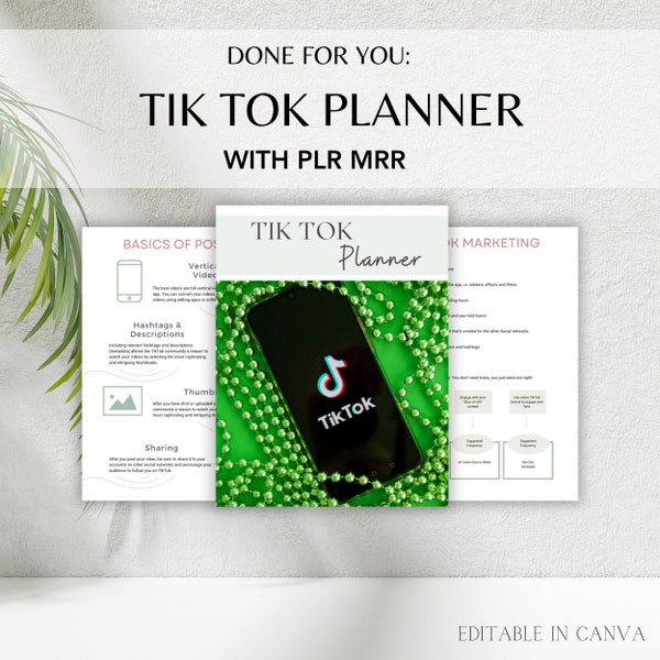 Tik Tok Social Media Planner with Master Resell Rights (MRR) and Private Label Rights (PLR) Digital Product