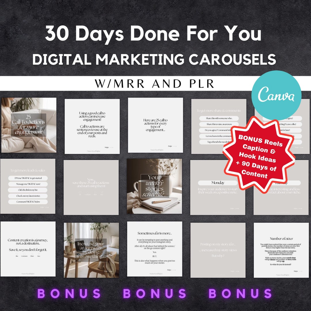 30 Days of Digital Marketing Carousels Done for You With Master Resell ...