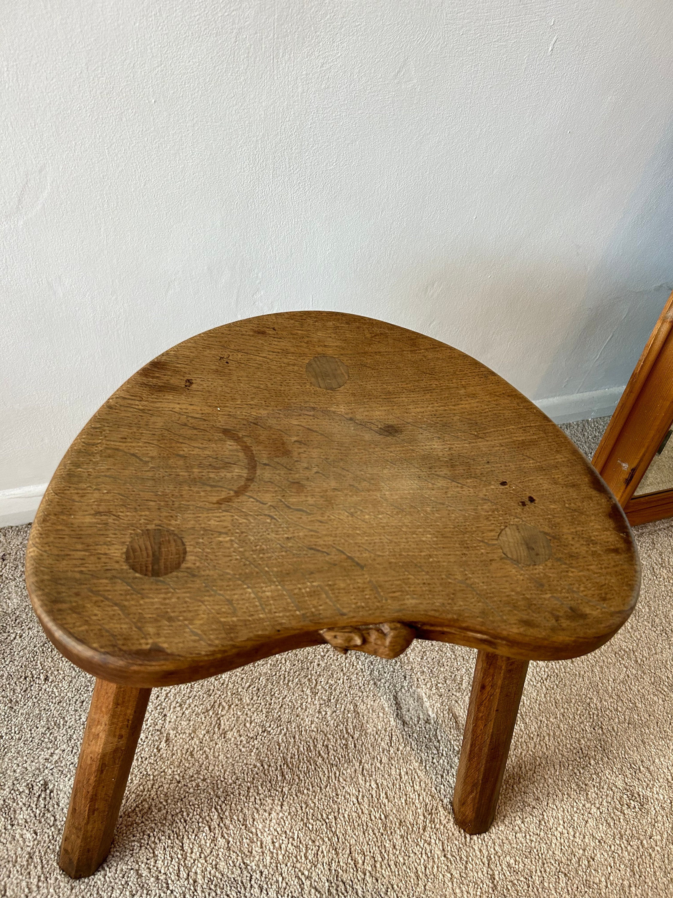1960s Mouseman Robert Thompson Cow Stool Etsy