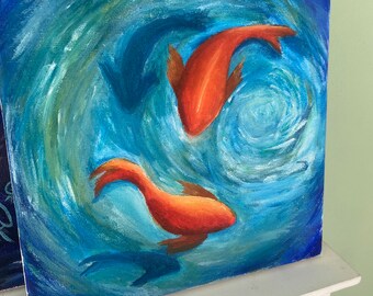 Japanese Koi Fish Acrylic Painting Etsy Japanese Koi Fish Acrylic Painting Etsy