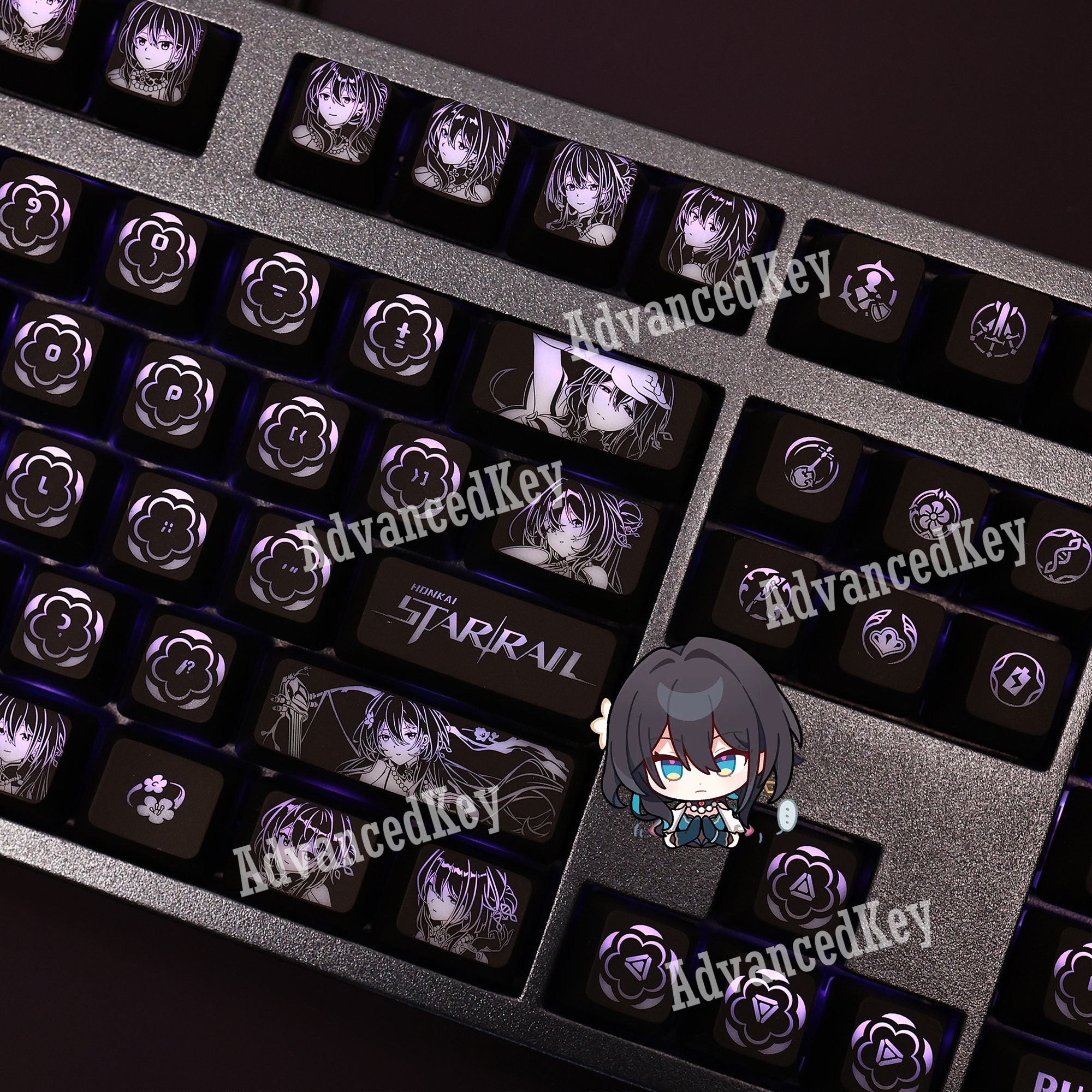 Skin-touch Honkai: Star Rail Ruan Mei Backlit Keycap Set 104 Hightech ...