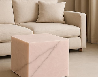 Natural Onyx Cube Table: Bedside or Corner Accent, 15" Tall