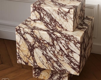 Custome Calacatta Viola Pedestal, End Table,  Bed side Table, Corner Table, Plinth ,Viola Cube, Marble Pedestal, Tall Pedestal, Accent Table