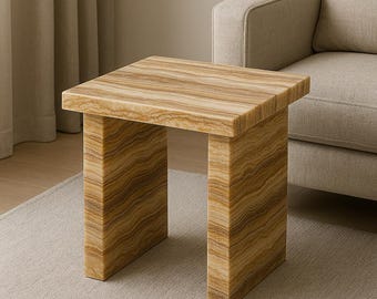 Natural Onyx Coffee Table, Polished Accent Table, Handcrafted