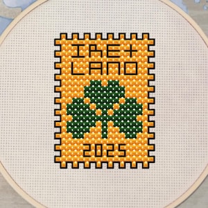 Ireland Cross-Stitch Pattern, Counted Cross-Stitch Clover, 40x40 Digital PDF Pattern, Travel Cross-Stitch, Irish X-Stitch Pattern, DIY Gift
