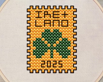 Ireland Cross-Stitch Pattern, Counted Cross-Stitch Clover, 40x40 Digital PDF Pattern, Travel Cross-Stitch, Irish X-Stitch Pattern, DIY Gift