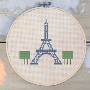 France Cross Stitch Pattern, Paris Cross Stitch, Counted Cross Stitch France, Eiffel Tower, Instant Downloadable PDF, Europe Cross Stitch