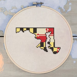 Maryland Flag Cross-Stitch Pattern, US State Flag, Maryland Cross Stitch, Counted Cross Stitch Maryland, State of Maryland, Instant PDF