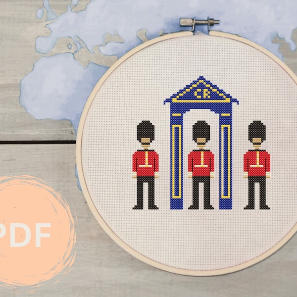 London's Kings Guard Cross-Stitch Pattern Intended For 14-Count Fabric With 7-8 Inch Hoop