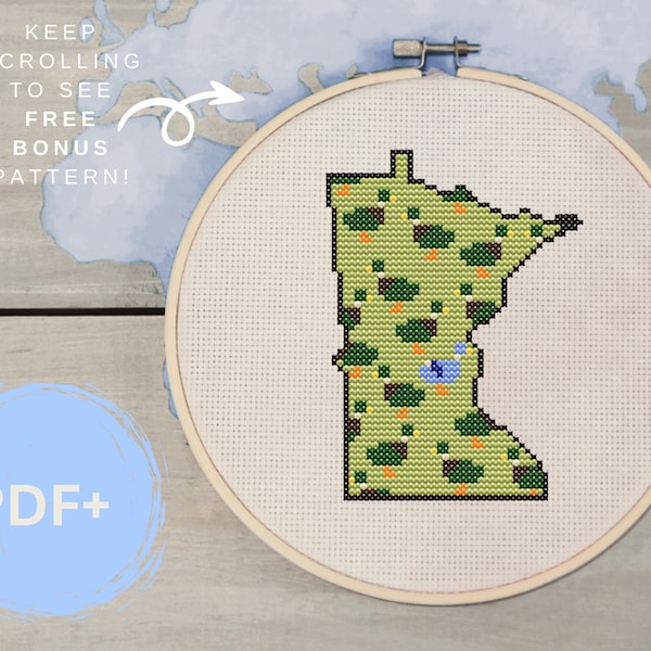 Minnesota Duck Duck Grey Duck Cross-stitch Downloadable PDF for 7-8" Hoop with 14-Count Fabric | Plus FREE BONUS Pattern