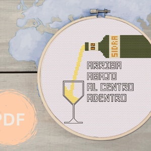 Cider Cross Stitch Pattern, Spanish Cross Stitch Pattern, Spain Cross Stitch, Instant PDF Download, Drink Cross Stitch, Bar Decor DIY
