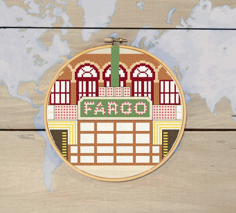 Fargo Marquee Crossstitch Pattern Vibrant Colors Digital Download for