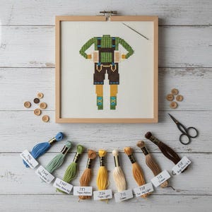 German Cross Stitch Pattern PDF, Oktoberfest Lederhosen Counted Cross Stitch, Beer Needlework Pattern