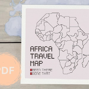 Africa Travel Map Cross-Stitch Pattern | Customizable Travel Tracker | PDF Digital Download | Cross-Stitch