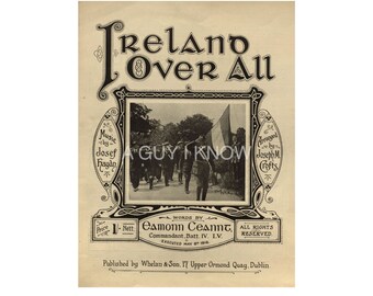 Rare Irish Sheet Music and lyrics, Irish art, Irish Gifts, Irish Wall Art, Irish Maps, Gifts for Him, Gifts for Her, Home Decor