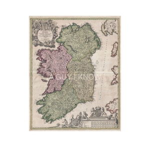 1716 Karte von Irland, irische Geschenke, irische Wandkunst, druckbare Wandkunst, Geschenke für ihn, Geschenke für sie, Wohnkultur