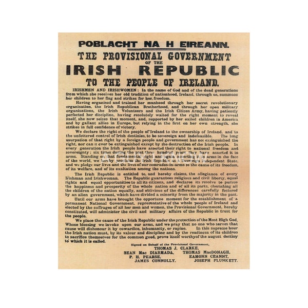 Proclamation of the Irish Republic (1916), Irish Gifts, Irish Wall Art, Printable Wall Art, Gifts for Him, Gifts for Her, Home Decor