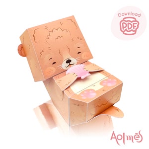 Jouet en papier, petite loutre, otter, téléchargement instantané, paper toy PDF, impression avec instructions, DIY