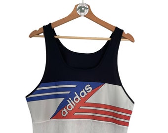 Adidas Vintage Tank Top Size M - L (D6) muscle shirt underarm shirt 80s 90s sports summer Adidas Spell Out Print / Made in West Germany / Unisex