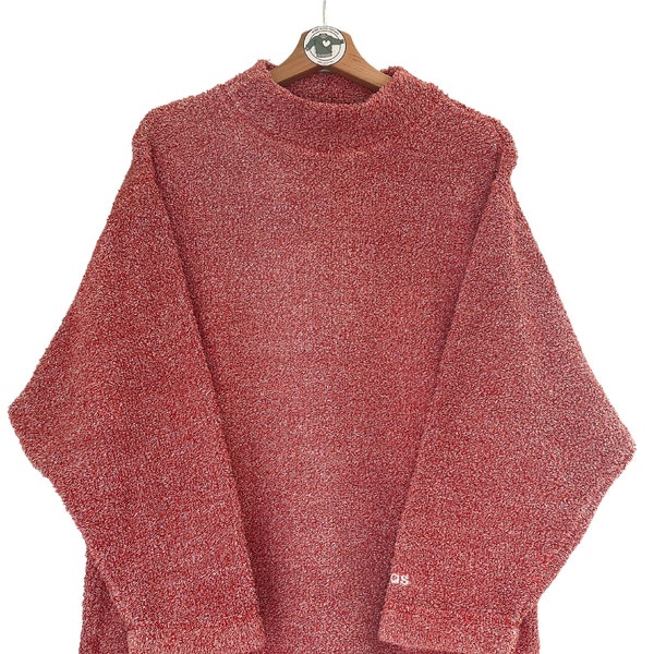 Adidas Vintage Damen Basic Sweater Gr. M (D36) Sweatshirt Pullover rose meliert 90s 90er Adidas auf Ärmel gestickt