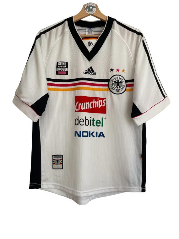 Adidas Vintage Deutschland Trikot Gr. M Heim 1998 - 2000 DFB Deutscher Fussball Bund Keine Macht den Drogen / Fussballschule Rummenigge