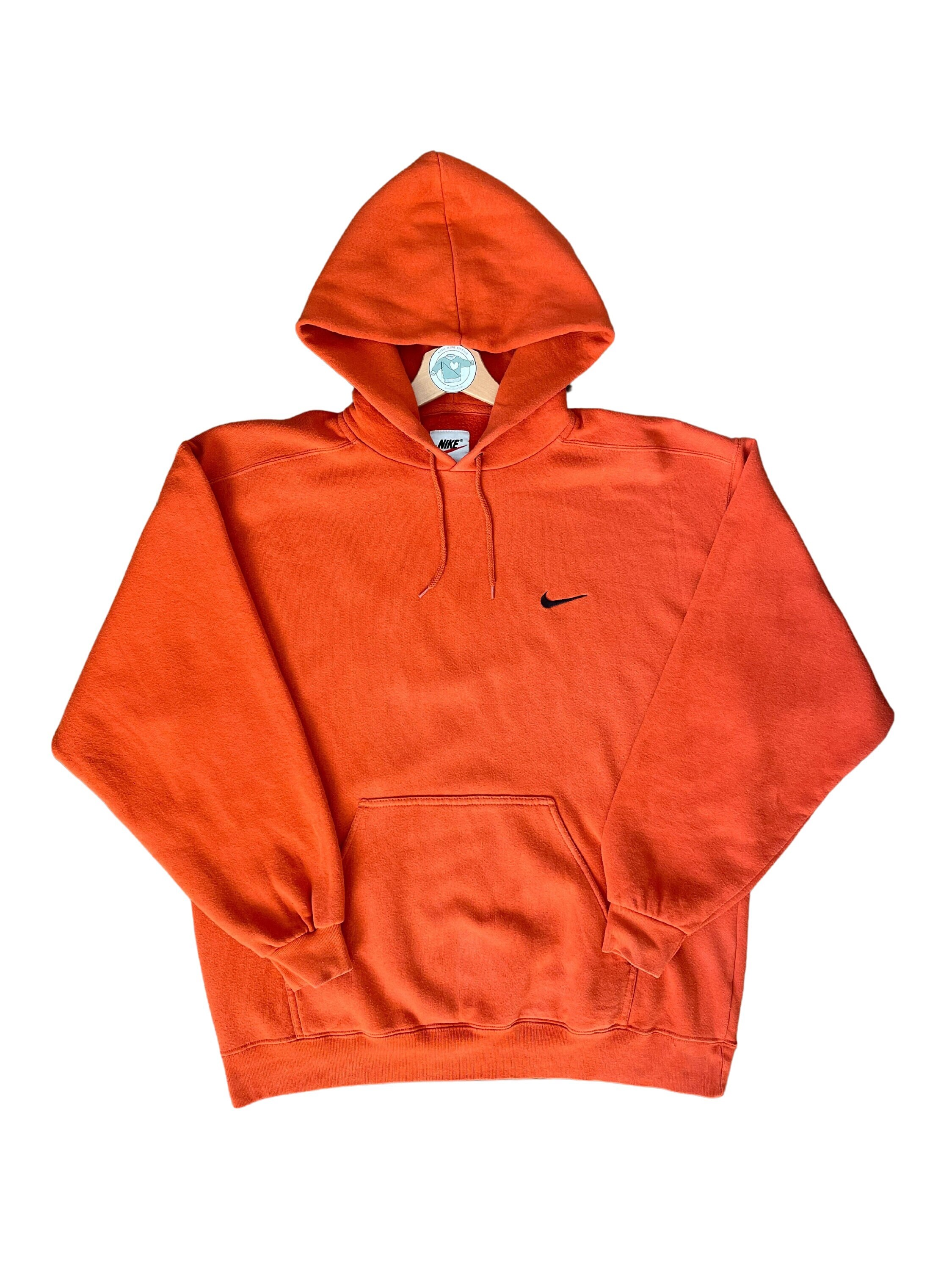 Nike Vintage Hoodie Hoodie Size M XL Sweater 90s 90s Orange Coral Sweatshirt With Hood Mini Swoosh Nike Logo Embroidered Hoody Etsy