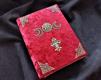 Practical Magic Book of Shadow Red Beginner Spell Book with Text Handmade Triple Moon Witch Grimoire for Sale 8 by 6 in. by WitchOnlyShop