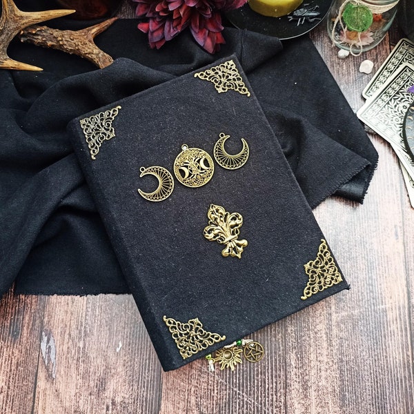Wicca Practical Magic Text Book Beginner Triple Moon Book of Shadows Handmade Real Starter Spell Book Witchcraft 8 by 6 in. WitchOnlyShop