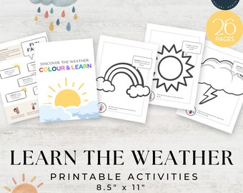 Weather Colouring Pages: Educational Printable Activity (INSTANT DOWNLOAD)