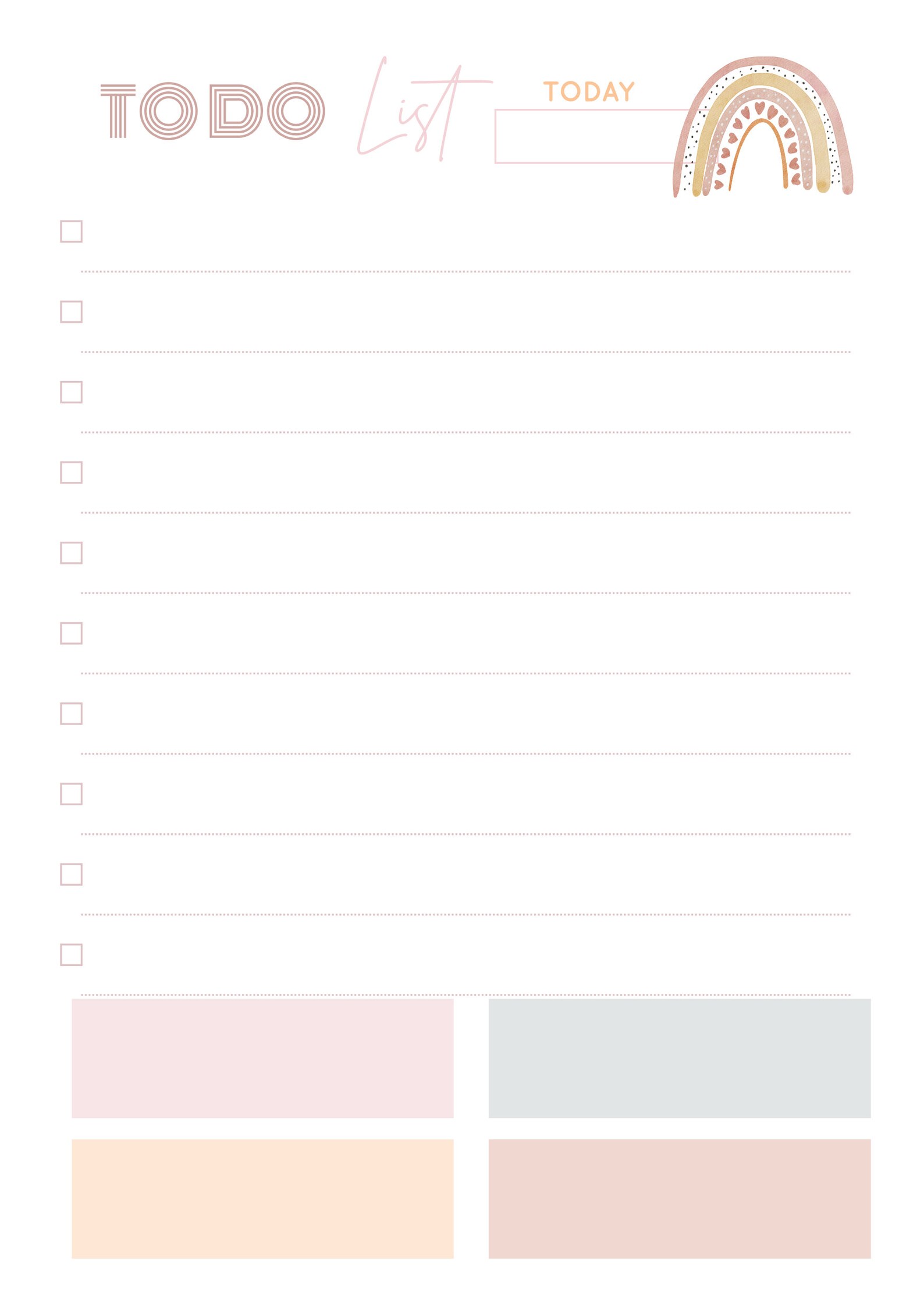 Watercolour Rainbow Boho to Do List, Printable, Kids School Project ...