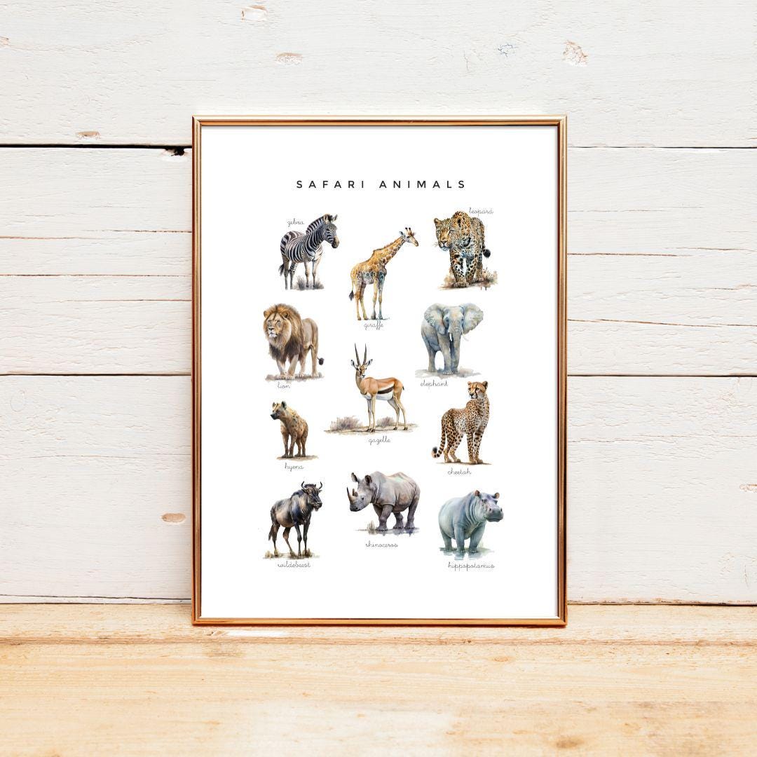 Animal Poster Set: Farm, Wild, Woodland, Safari Animals (A4 Digital