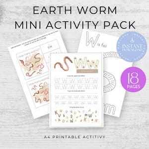 Earth Worm Morning Basket Mini Activity Pack | Early Learning Printable Activities for Toddlers & Preschoolers | nature study PDF