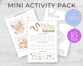 Worm Activity Pack: Early Learning Printables for Toddlers (PDF Download)