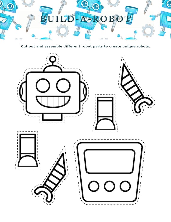 Build a robot activity: printable robot worksheet (pdf pattern)