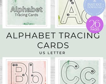 Alphabet Tracing Cards | Handwriting Practice (PDF Download) Printable homeschool activities for early learning, Prek