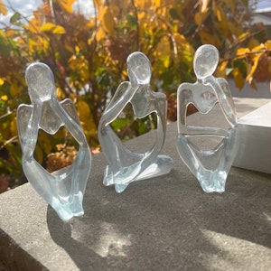 Penny For Your Thoughts? Set of 3 figurines in delicate blue - general art decor or sympathy gift