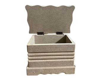 Handmade Raw Wood Striped Box - Small Storage Organizer 16.5x11.5 cm