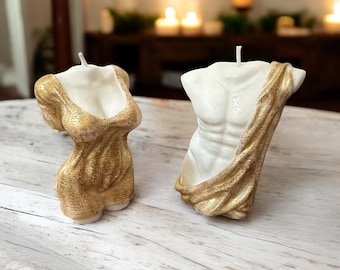 Handcrafted Body Torso Candles: Male & Female Soy Paraffin Decor