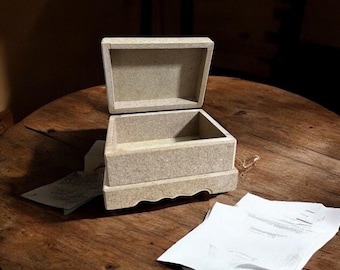 Handmade Raw Wood Striped Box - Small Storage Organizer 15x11 cm