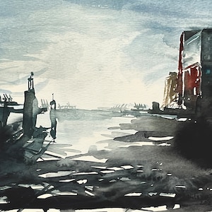 Watercolor &quot;A Shining Fischmarkt&quot;, 20 x 28 cm