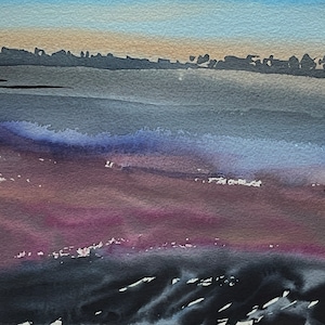 Aquarell &quot;Elbabwärts&quot;, Unikat, 21 x 28 cm
