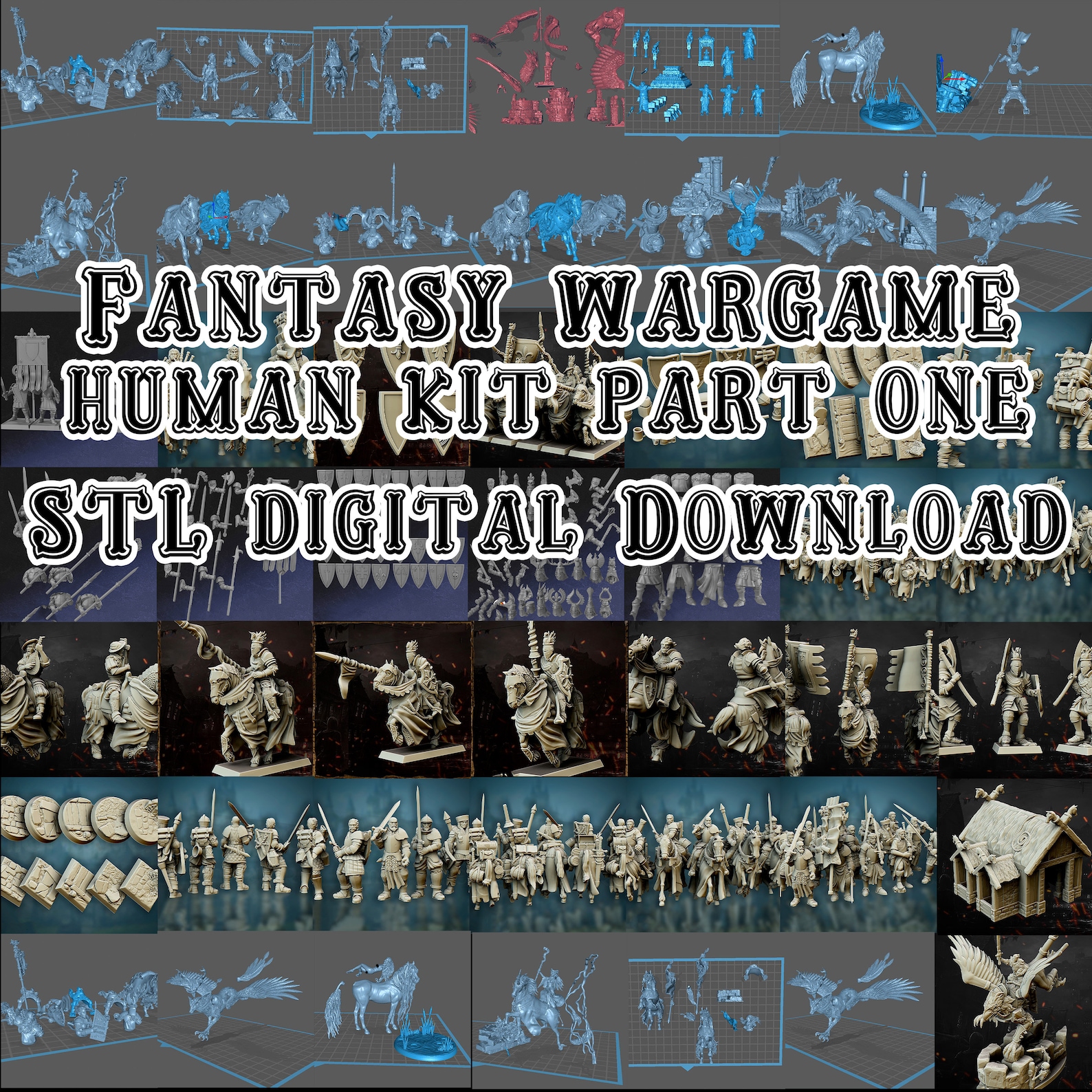 Fantasy Wargame Stl Human Medieval Cavalry Stl Medieval Knights on Foot ...