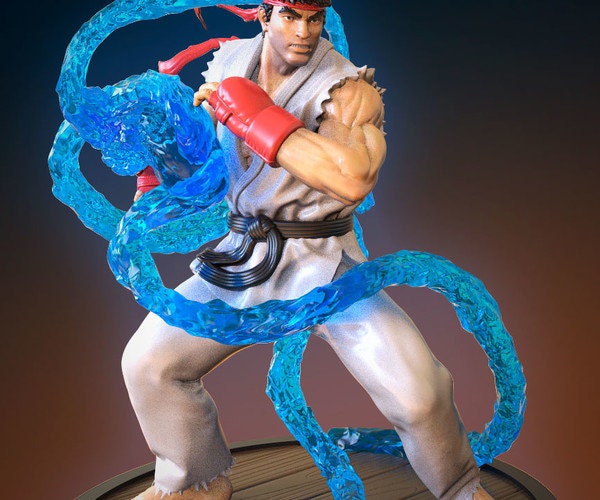 Halloween Men's Street Fighter Ryu Blue Cosplay Costume Anime