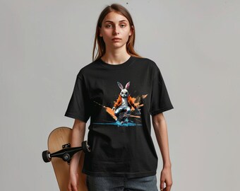 Skater Bunny T-Shirt Design l Svg & Png Transparent Images  l Digital Downloads