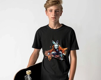 Skater Bunny T-Shirt Design l Svg & Png Transparent Images  l Digital Downloads