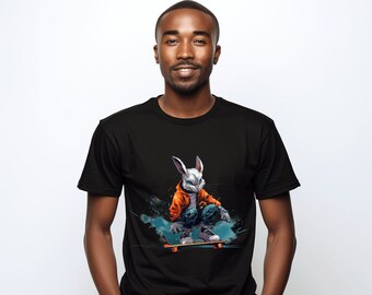 Skater Bunny T-Shirt Design l Svg & Png Transparent Images  l Digital Downloads