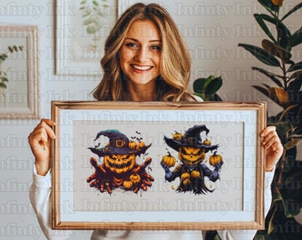 Scary Pumpkin Witch T-Shirt Design: Svg & Png Images (Digital Downloads)