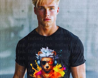 Fox with Headphones Clipart: T-Shirt Design, SVG & PNG (Digital Download)